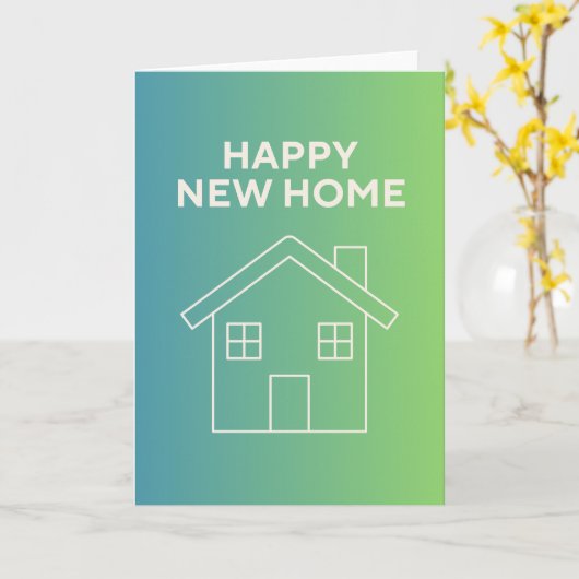 Happy New Home with Green Gradient Background カード (黄色い花)