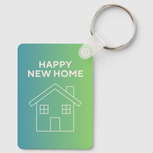 Happy New Home with Green Gradient Background キーホルダー (裏面)
