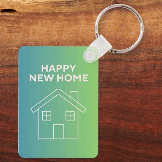Happy New Home with Green Gradient Background キーホルダー (裏面)