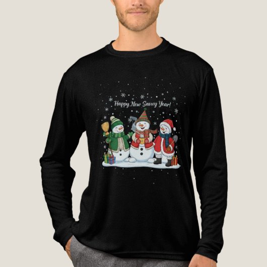 Happy New Snowy Year 2026 Snowmen Winter Unisex  トライブレンドＴシャツ (正面)