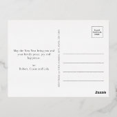 Happy New Yearの金ゴールドミニマル写真 箔シーズンポストカード (裏面)