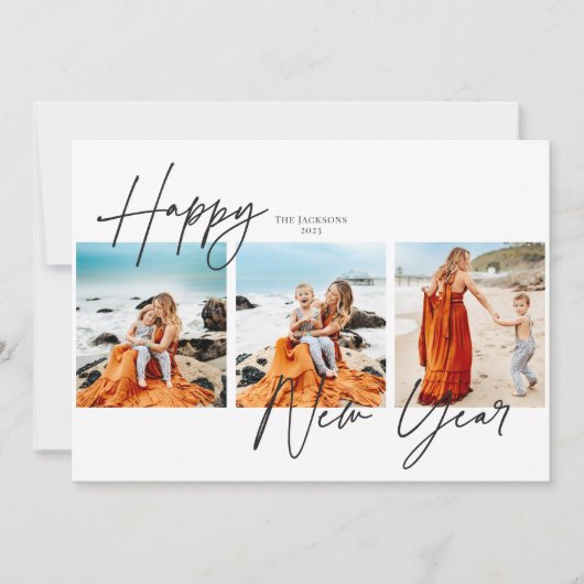 Happy New Yearの3枚の写真 シーズンカード (正面)