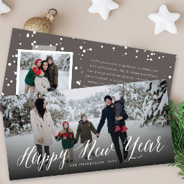 Happy New Yearシンプル Scriptのモダン写ミニマル真 シーズンカード