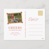 Happy New Yearシンプル Scriptのモダン写ミニマル真 シーズンポストカード (裏面)