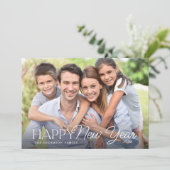 Happy New YearシンプルScript Photo シーズンカード (スタンド正面)