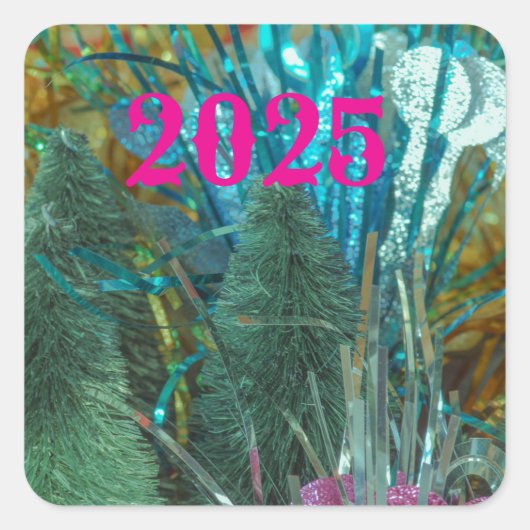 HAPPY New Yearスクエアステッカーと眩しい色 スクエアシール (正面)