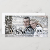 HAPPY NEW YEARスクリプトモダンのカスタム写真 シーズンカード (正面/裏面)