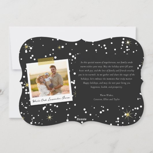 Happy New Yearスクリプトモダン金ゴールドスターバスト写真 シーズンカード (裏面)