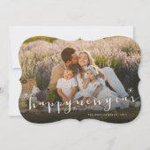 Happy New Yearスクリプトモダン金ゴールドスターバスト写真 シーズンカード (正面)