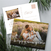 Happy New Yearスクリプトモダン金ゴールドスターバスト写真 シーズンポストカード