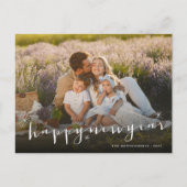 Happy New Yearスクリプトモダン金ゴールドスターバスト写真 シーズンポストカード (正面)