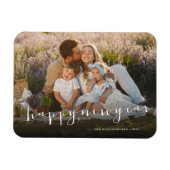 Happy New Yearスクリプトモダン金ゴールドスターバスト写真 マグネット (横)