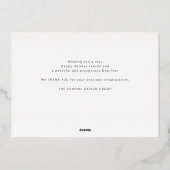 Happy New YearスクリプトLOGO 2025ブラック金ゴールド 箔シーズンカード (裏面)