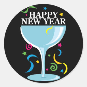 Happy New Yearスタンプ ラウンドシール