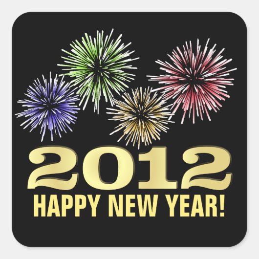 Happy New Yearスタンプ – 2012年Fireworks搭載 スクエアシール (正面)