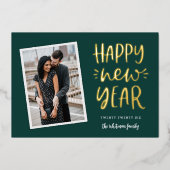 Happy New Yearスナップショット写真 箔シーズンカード (正面)