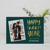 Happy New Yearスナップショット写真 箔シーズンカード (立ち正面)