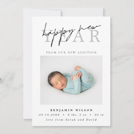 Happy New Yearフォト誕生 案内状 (正面)