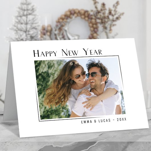 Happy New Yearユニークモダンミニマルスタイル写真 シーズンカード