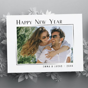 Happy New Yearユニークモダンミニマルスタイル写真 シーズンポストカード