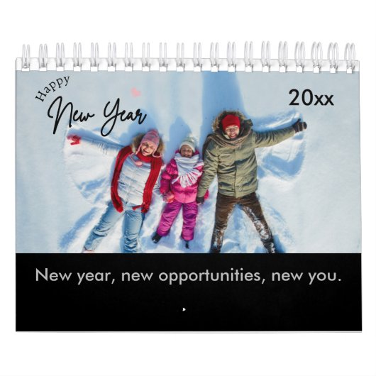Happy New Year家族の写真と感動的引用文 カレンダー (カバー)