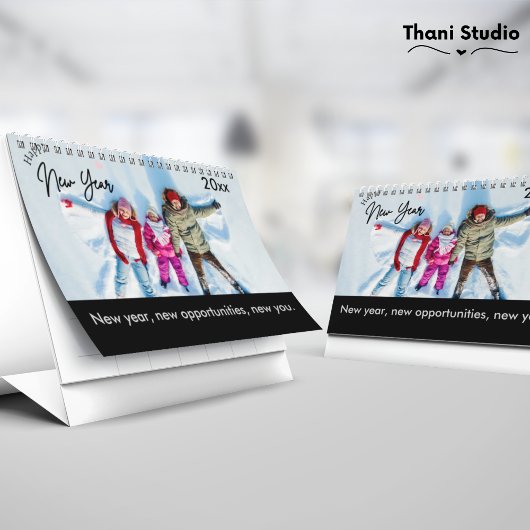 Happy New Year家族の写真と感動的引用文 カレンダー