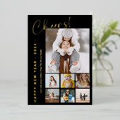 Happy New Year応援年レビュー9フォトブラック 箔シーズンカード (立ち正面)