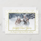 Happy New Year書道スクリプト金ゴールド1写真 シーズンカード (正面)
