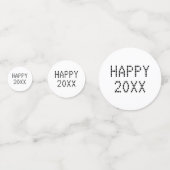 Happy New Year白黒カスタム番号モダン コンフェッティ (裏面)
