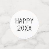 Happy New Year白黒カスタム番号モダン コンフェッティ (スモール正面)