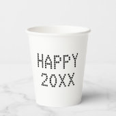 Happy New Year白黒カスタム番号モダン 紙コップ (裏面)