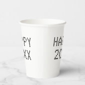 Happy New Year白黒カスタム番号モダン 紙コップ (右)