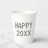Happy New Year白黒カスタム番号モダン 紙コップ (正面)