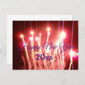 Happy New Year花火と年 ポストカード (正面/裏面)
