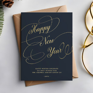 Happy New Year金ゴールドスクリプト企業の業務 シーズンカード