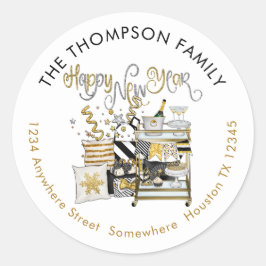 Happy New Year金ゴールドブラックリターン名住所 ラウンドシール