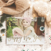 Happy New Year金ゴールドモダンタイポグラフィ写真 シーズンカード