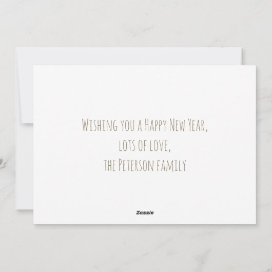 Happy New Year金ゴールドモダンタイポグラフィ写真 シーズンカード (裏面)