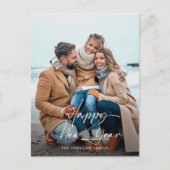 Happy New Year エレガントミニマル Script Photo シーズンポストカード (正面)