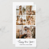 Happy New Year カジュアル Script数々の Photo Collage シーズンカード (正面/裏面)