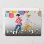 Happy New Year & カラフルおもしろい紙吹雪ドット写真 シーズンカード (正面)