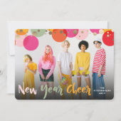 Happy New Year & カラフルおもしろい紙吹雪ドット写真 シーズンカード (正面)