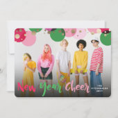 Happy New Year & カラフルおもしろい紙吹雪ドット写真 シーズンカード (正面)