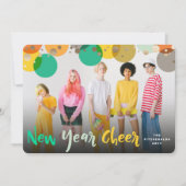 Happy New Year & カラフルおもしろい紙吹雪ドット写真 シーズンカード (正面)