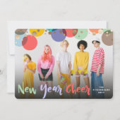 Happy New Year & カラフルおもしろい紙吹雪ドット写真 シーズンカード (正面)