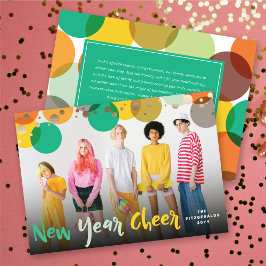Happy New Year & カラフルおもしろい紙吹雪ドット写真 シーズンカード