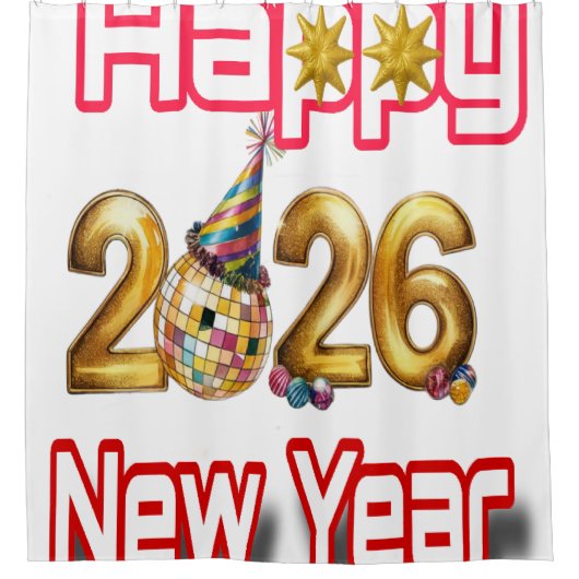 Happy New year  シャワーカーテン (正面)