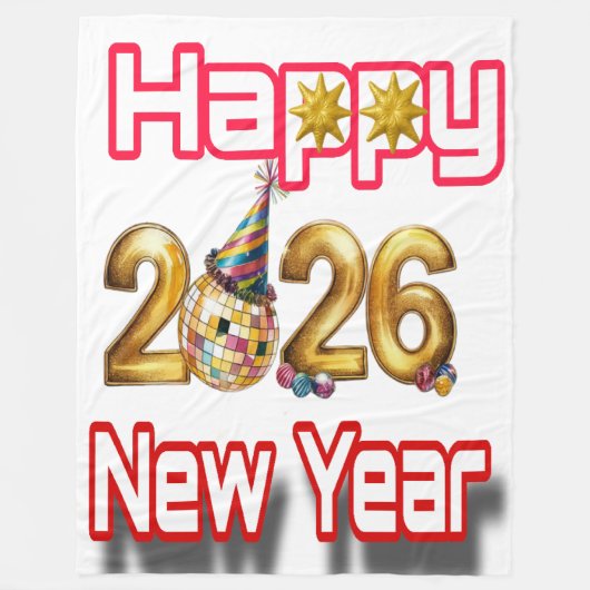 Happy New year  フリースブランケット (正面)
