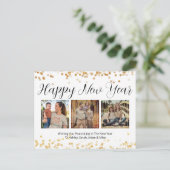 Happy New Year モダン金ゴールド シーズンポストカード (スタンド正面)