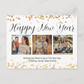 Happy New Year モダン金ゴールド シーズンポストカード (正面)